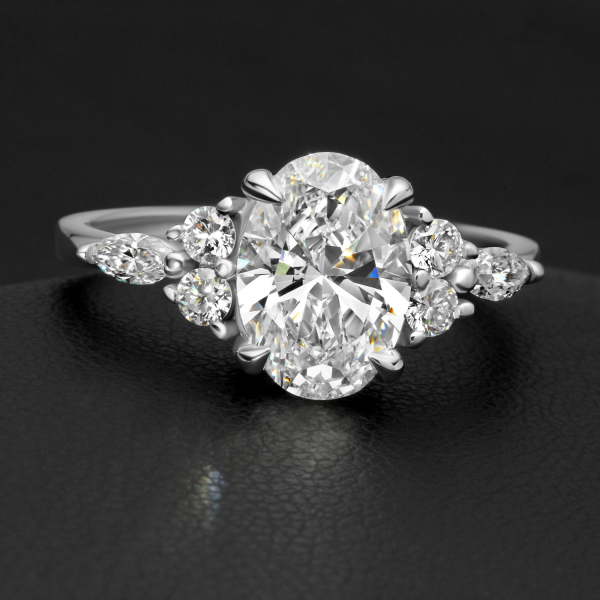 Oval-faceted Diamond Ring