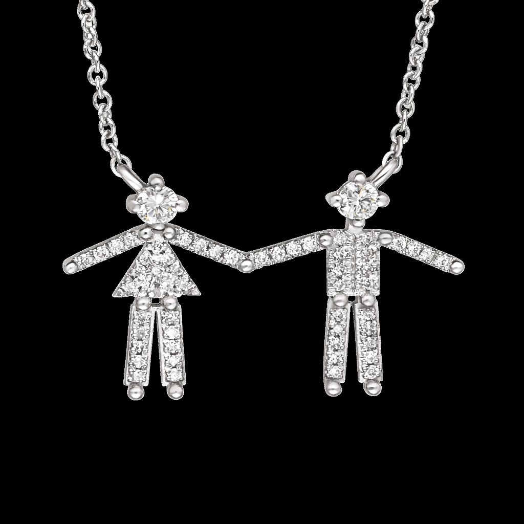Children Holding Hands Diamond Pendant