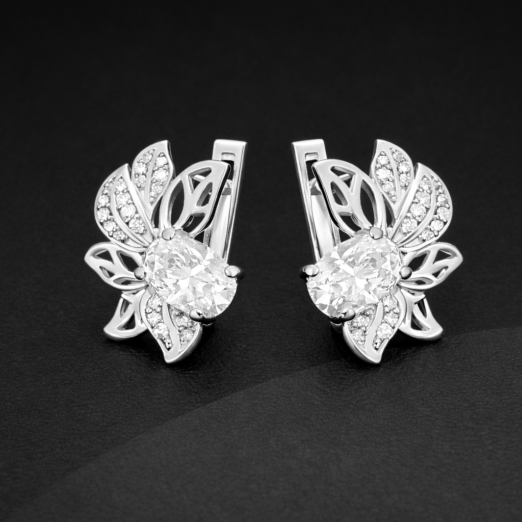 Elegant Oval Shape Diamond Earrings